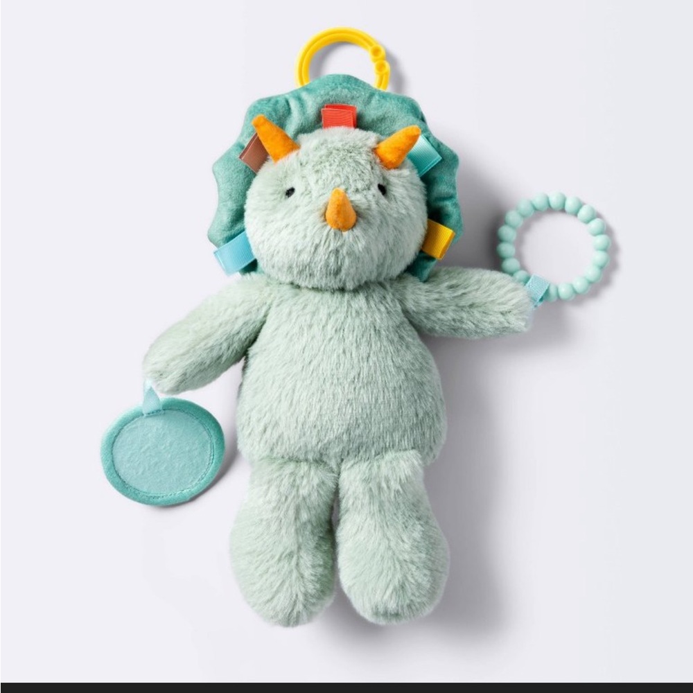 Cloud Island Mint Dinosaur Plush with Teething Rings